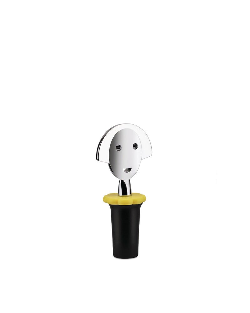 Alessi Bottle Stopper, Black, Plastic, Cylindrical, Wine-Bottle-Stoppers